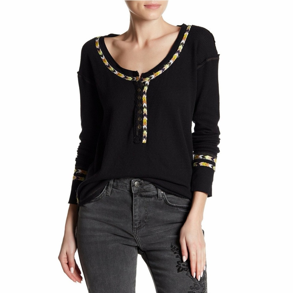 Free People We The Free Rainbow Henley thermal top